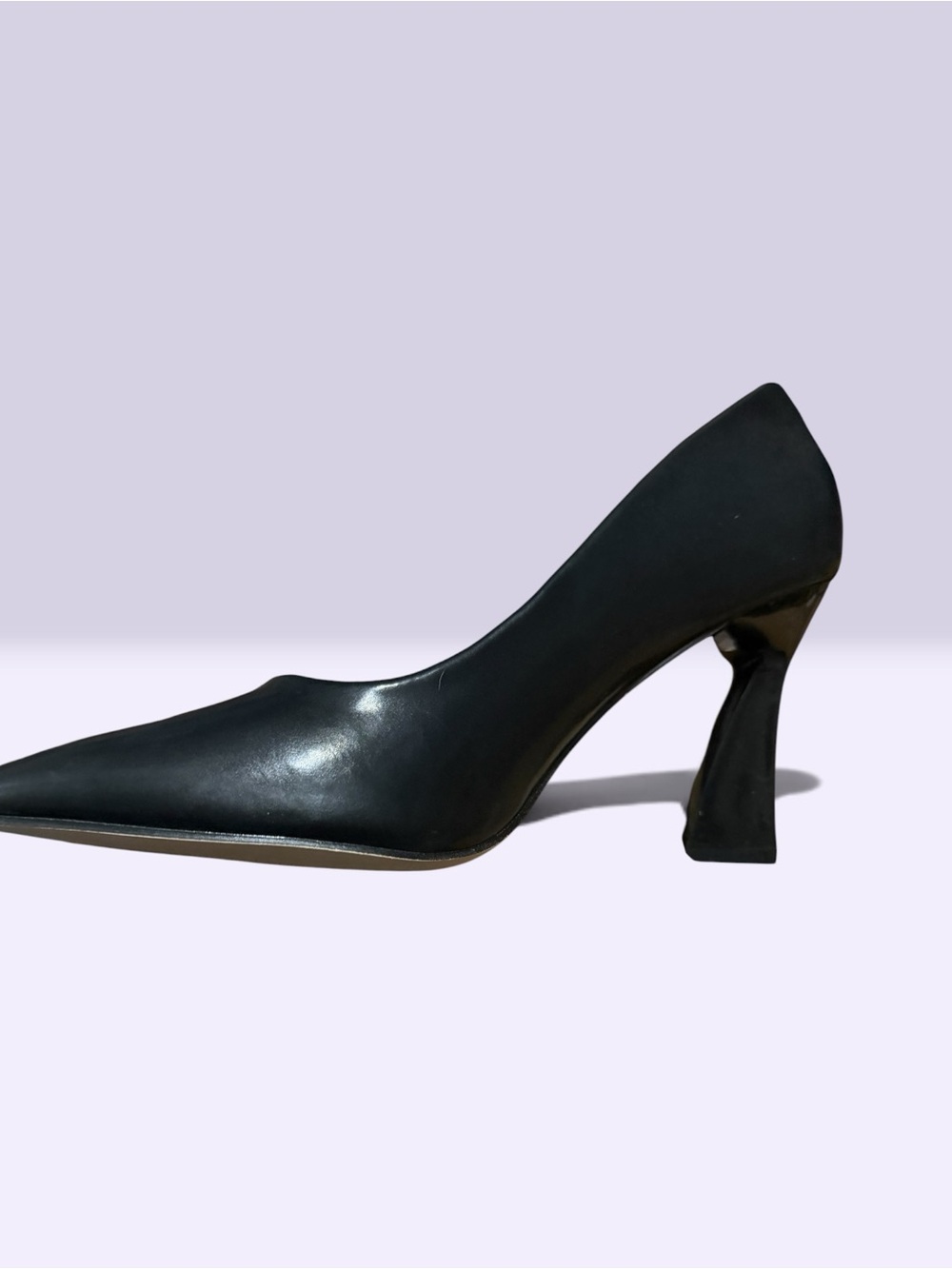 Black Pointed Toe Sculpted Heel Pumps - Women's